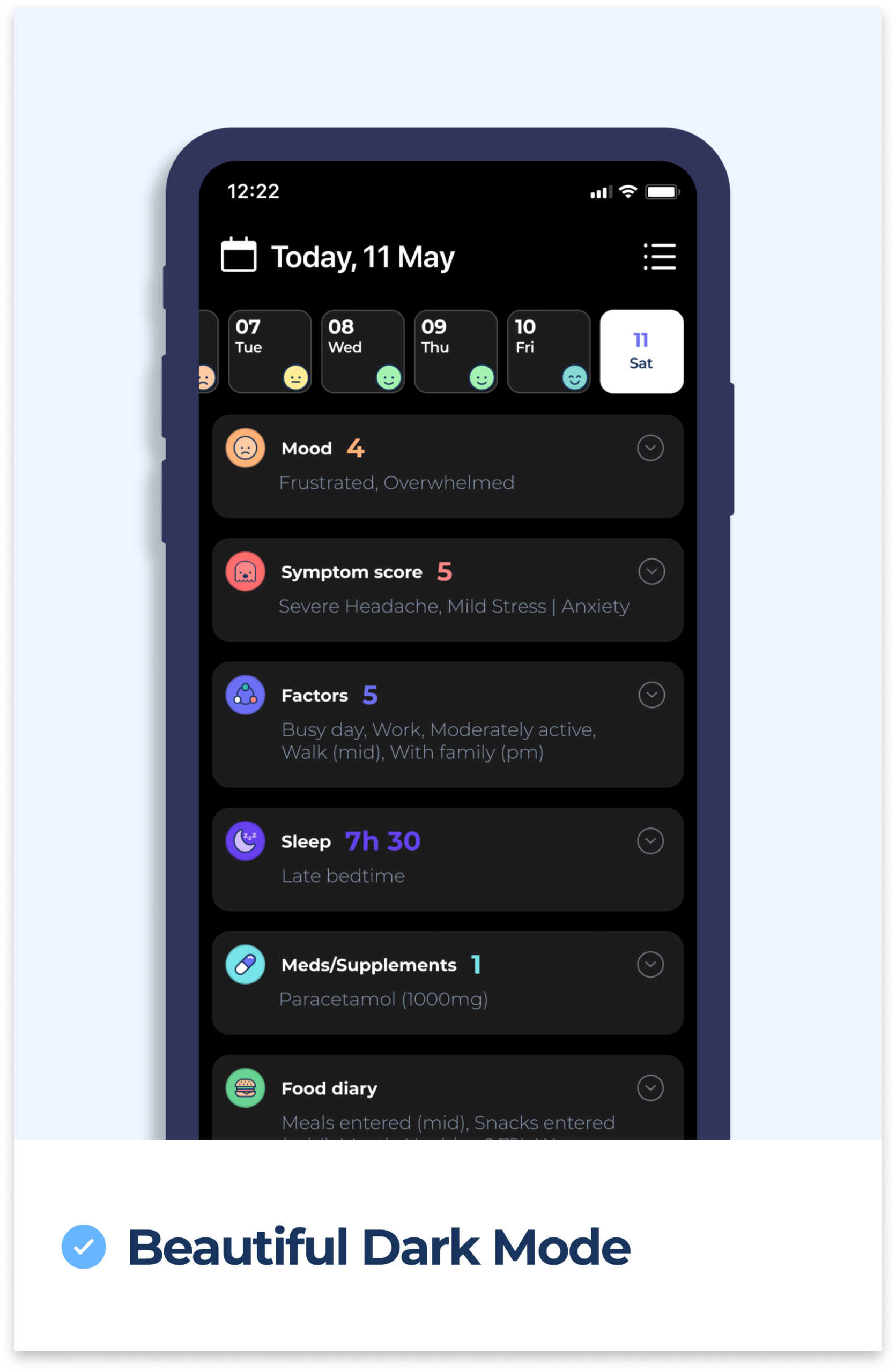 bearable app mood symptom tracker COVID coronavirus virus MS fibromyalgia bipolar health diary bullet journal tracking symptoms daylio best