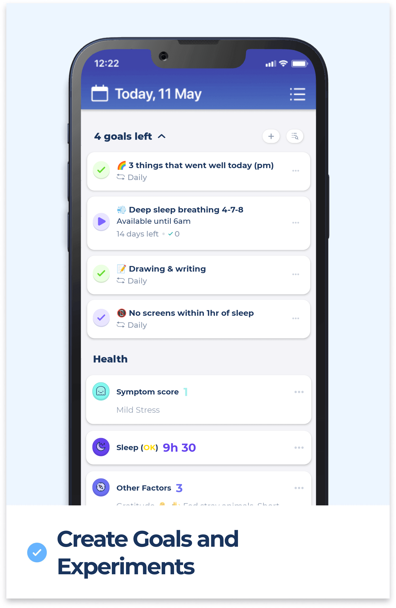 Set goals for the habits that help you to manage your health